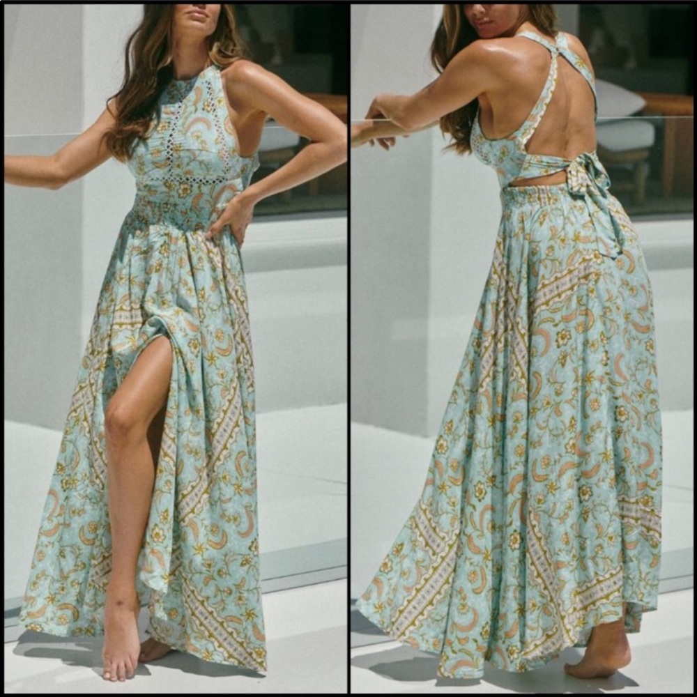 Jaase Black Floral Halter Open Back Maxi Dress - Picture 6 of 8